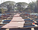 Walkway formed of ferry boats for Uroos at Nadupalli Darga